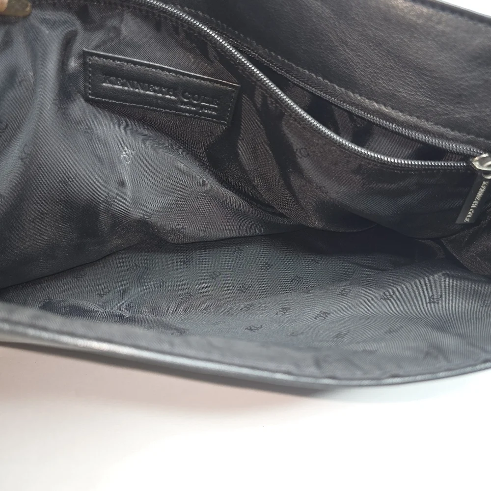 Good Condition Black Flap Kenneth Cole Leather Laptop Bag
